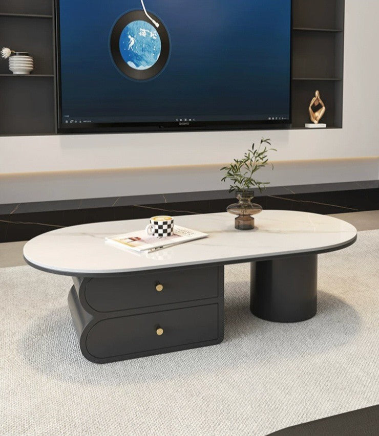 LunaStone™ Modern Marble Coffee Table with Storage