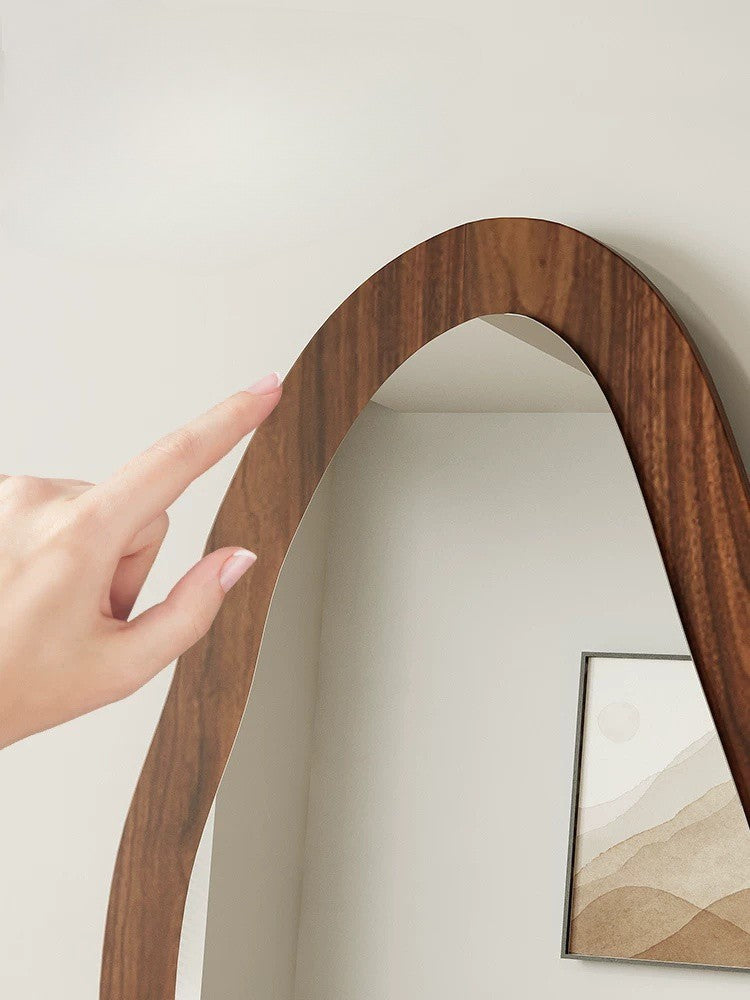 Aura Curve™ Irregular Solid Wood Full-Length Floor Mirror