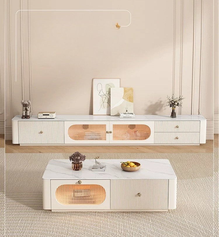 Aurora Luxe Marble TV Unit & Coffee Table Set