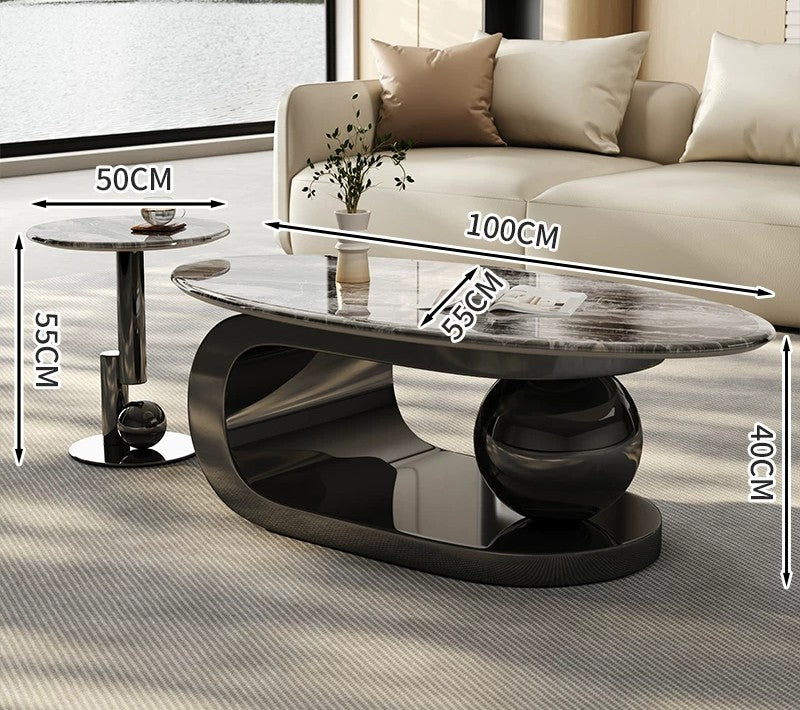 Aurora Curve Microcrystalline Stone Coffee Table Set