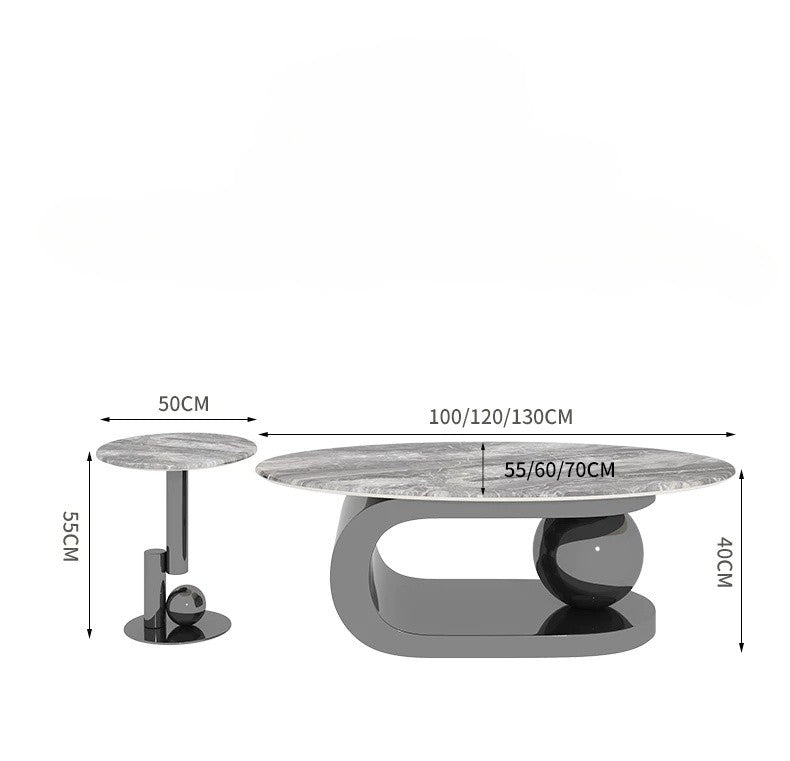 Aurora Curve Microcrystalline Stone Coffee Table Set
