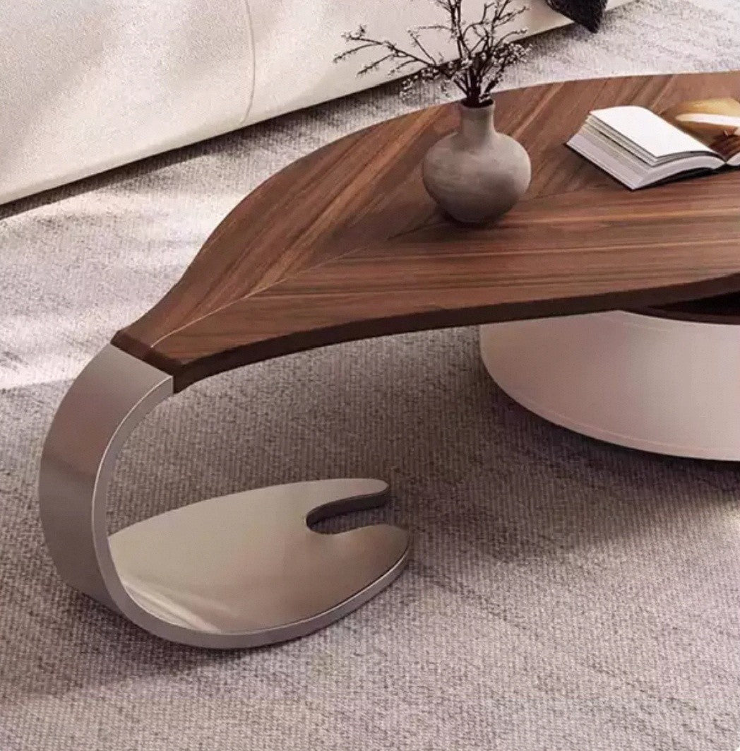 Aurora Leaf Walnut Coffee Table with Storage