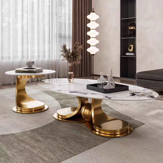 LuxeWave Marble Coffee Table Set
