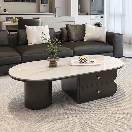 LunaStone™ Modern Marble Coffee Table with Storage