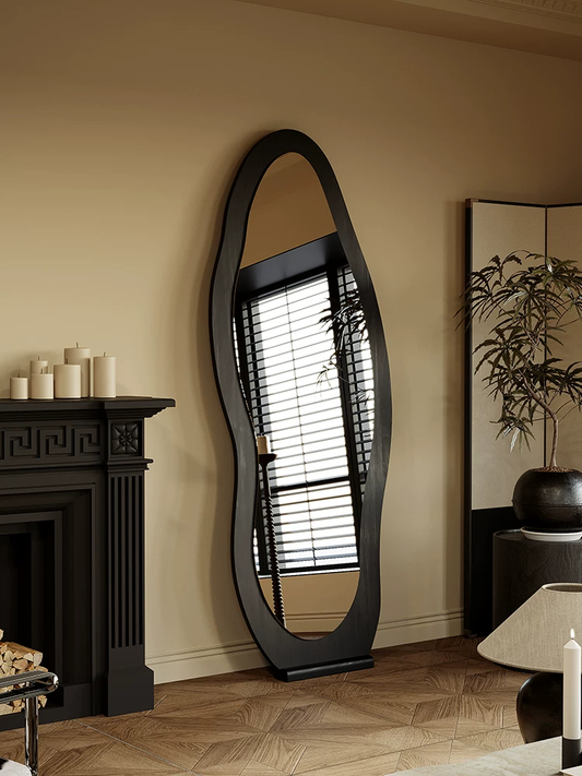 Aura Curve™ Irregular Solid Wood Full-Length Floor Mirror