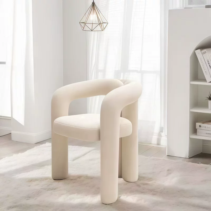 Luna Embrace™ Cream Velvet Cosmetic Chair