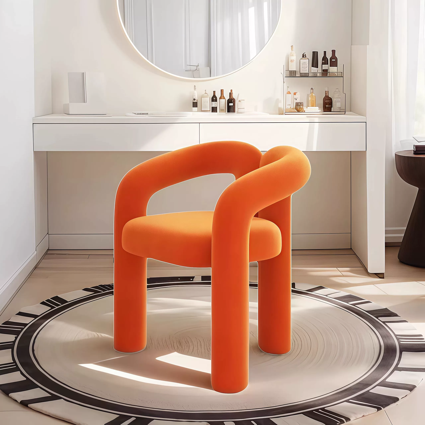 Luna Embrace™ Cream Velvet Cosmetic Chair