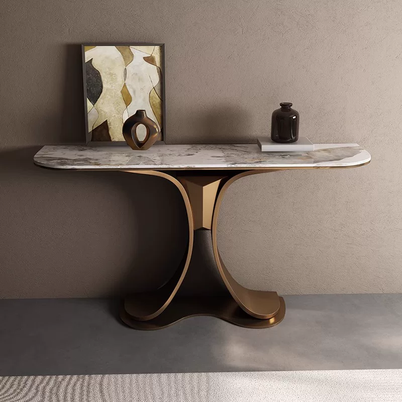 Aurora Curve Marble Console Table