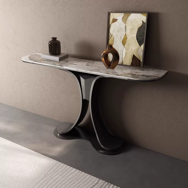 Aurora Curve Marble Console Table