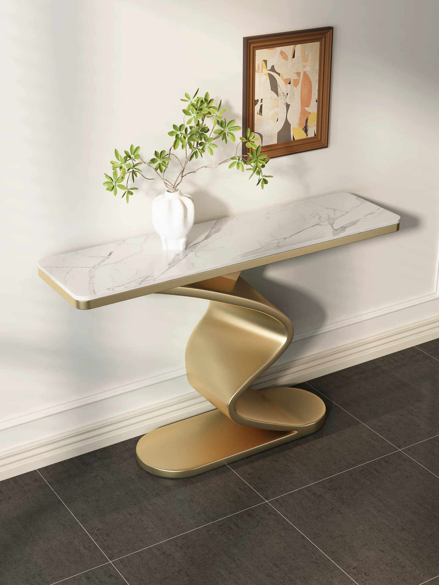 AuraCurve™ Sintered Stone Console Table