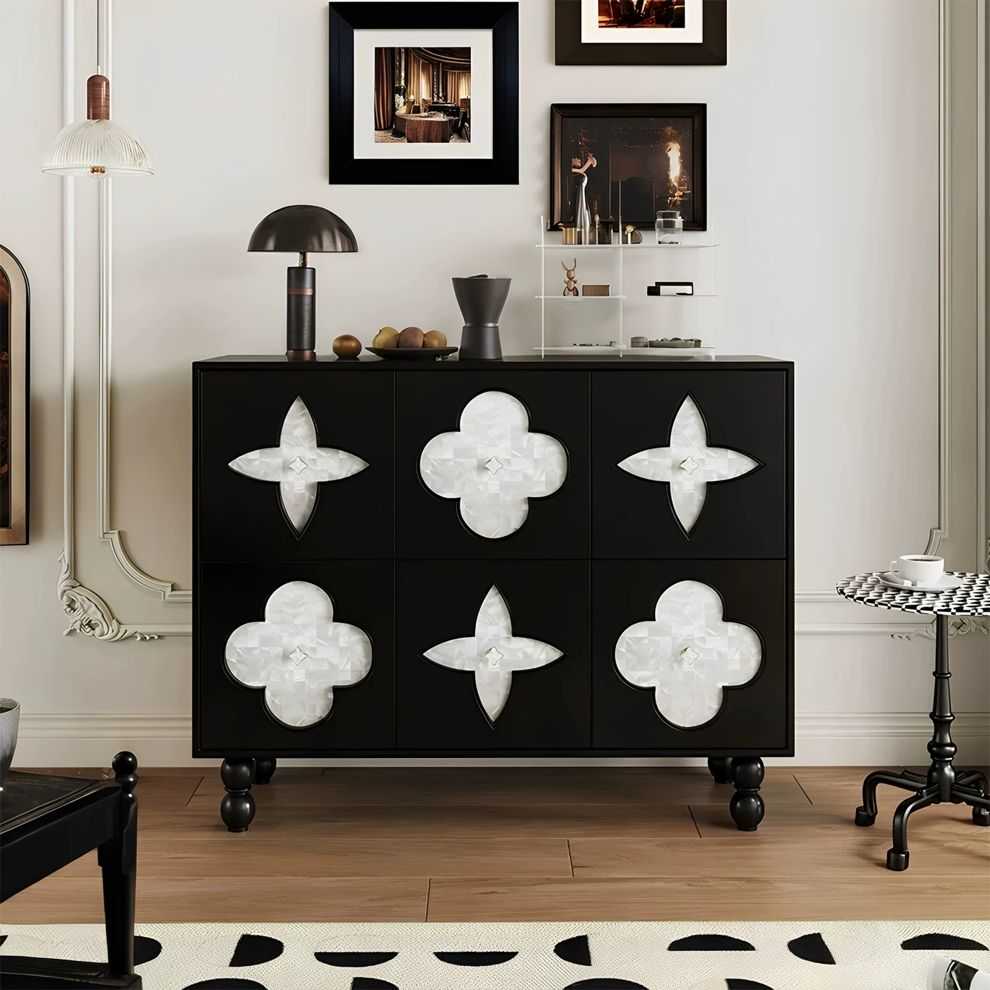 Lumière Fleur French-Style Storage Sideboard Cabinet