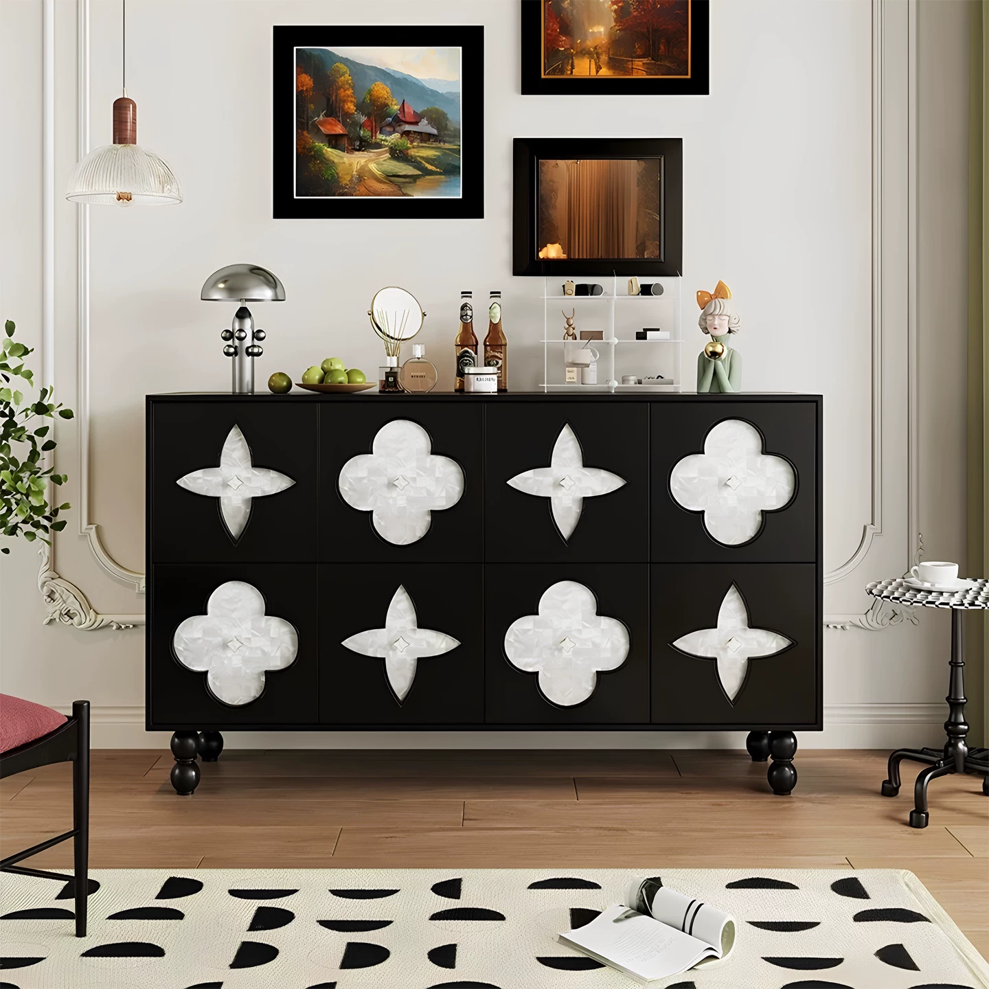 Lumière Fleur French-Style Storage Sideboard Cabinet