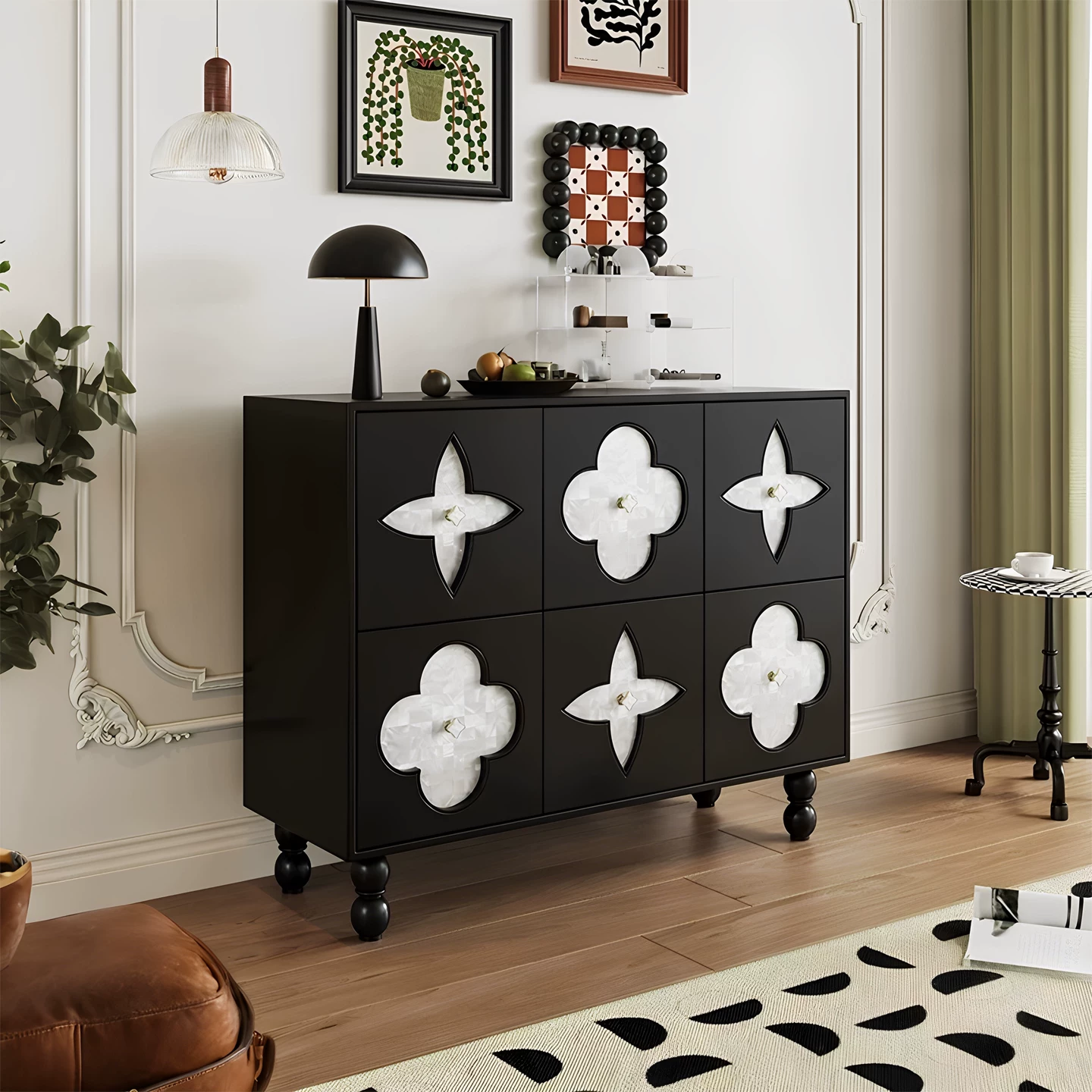 Lumière Fleur French-Style Storage Sideboard Cabinet