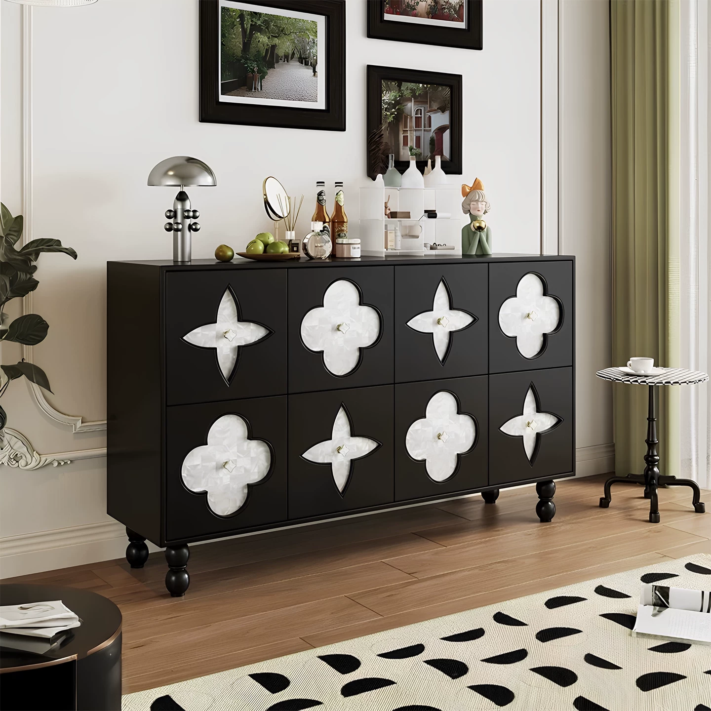 Lumière Fleur French-Style Storage Sideboard Cabinet