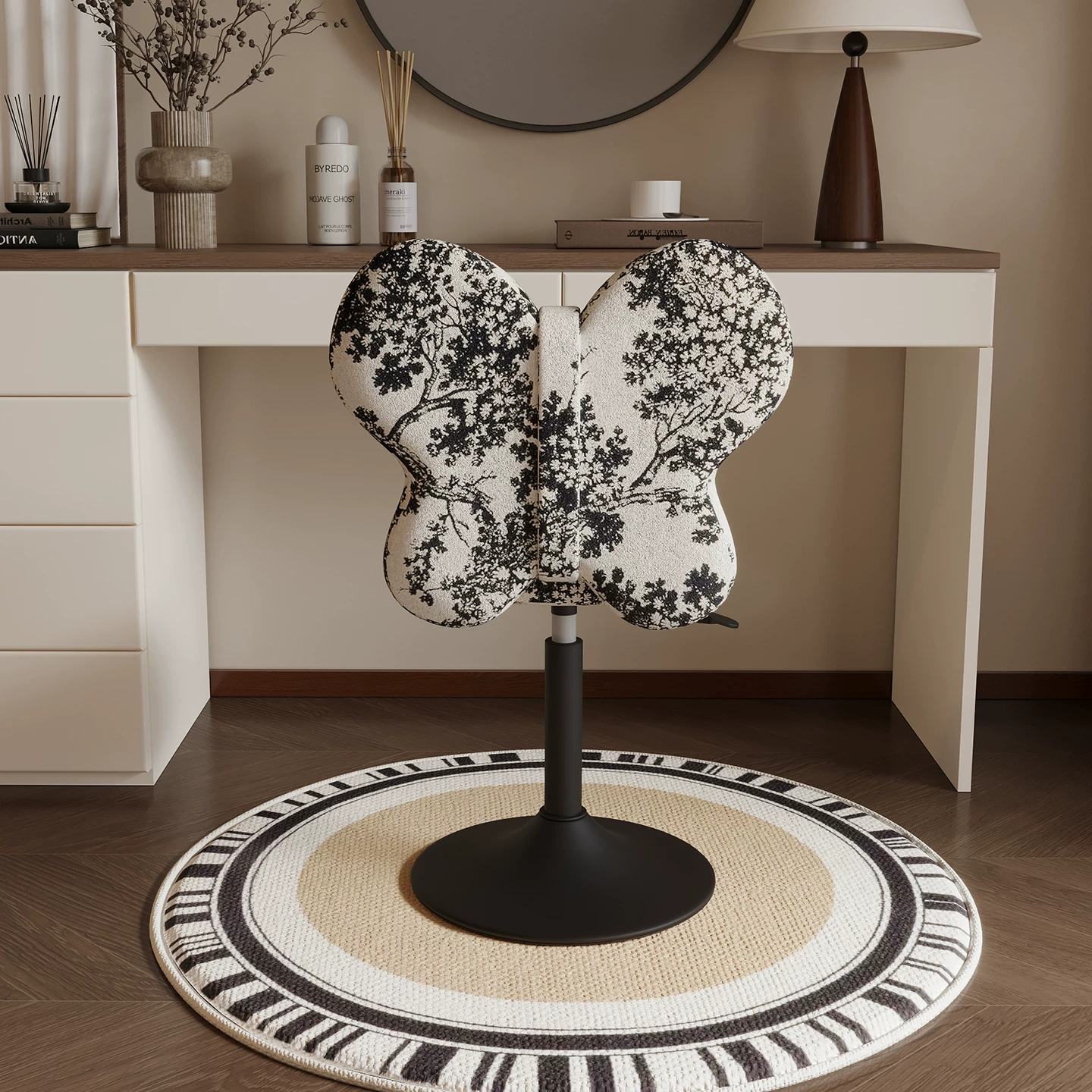 Butterfly Wing Adjustable Swivel Vanity Chair