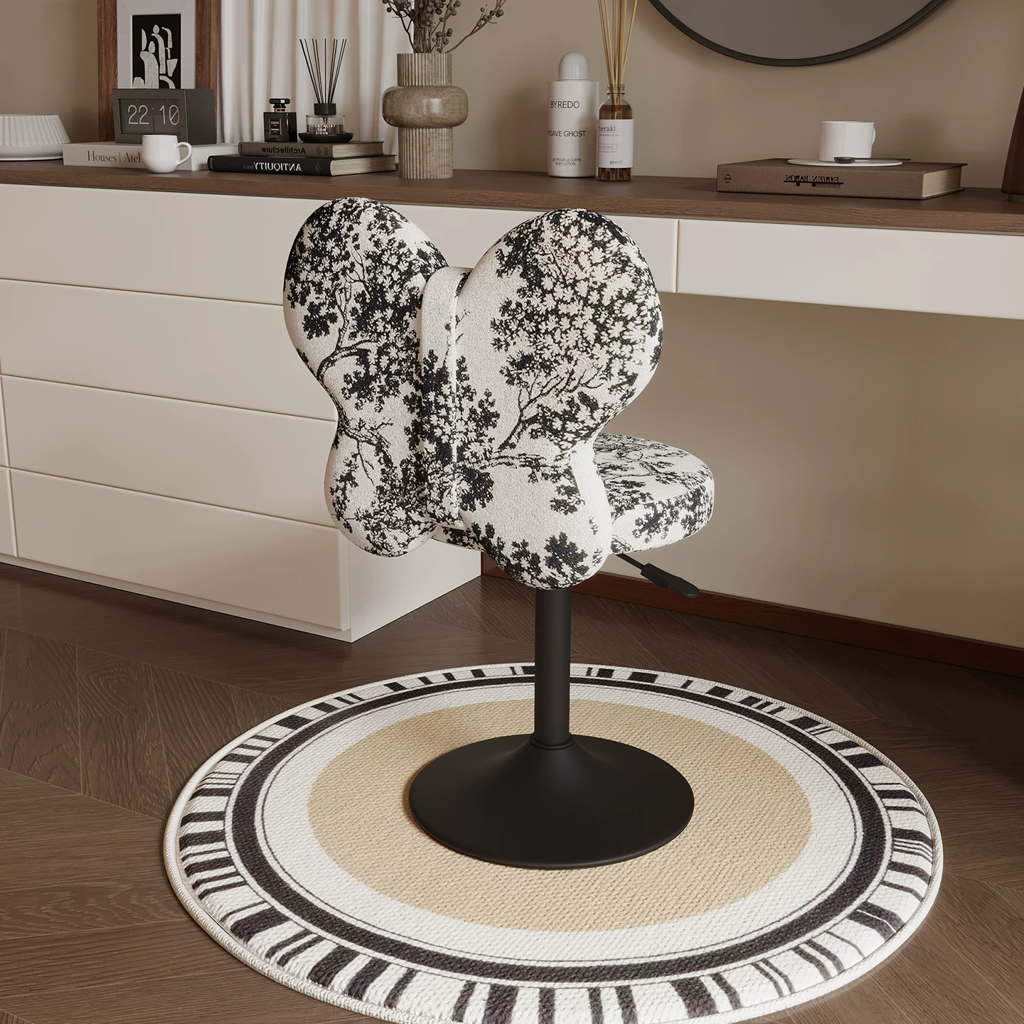 Butterfly Wing Adjustable Swivel Vanity Chair