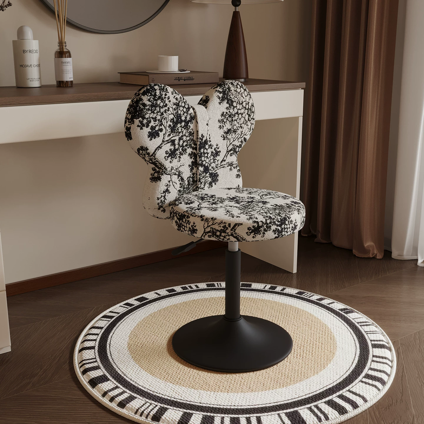 Butterfly Wing Adjustable Swivel Vanity Chair