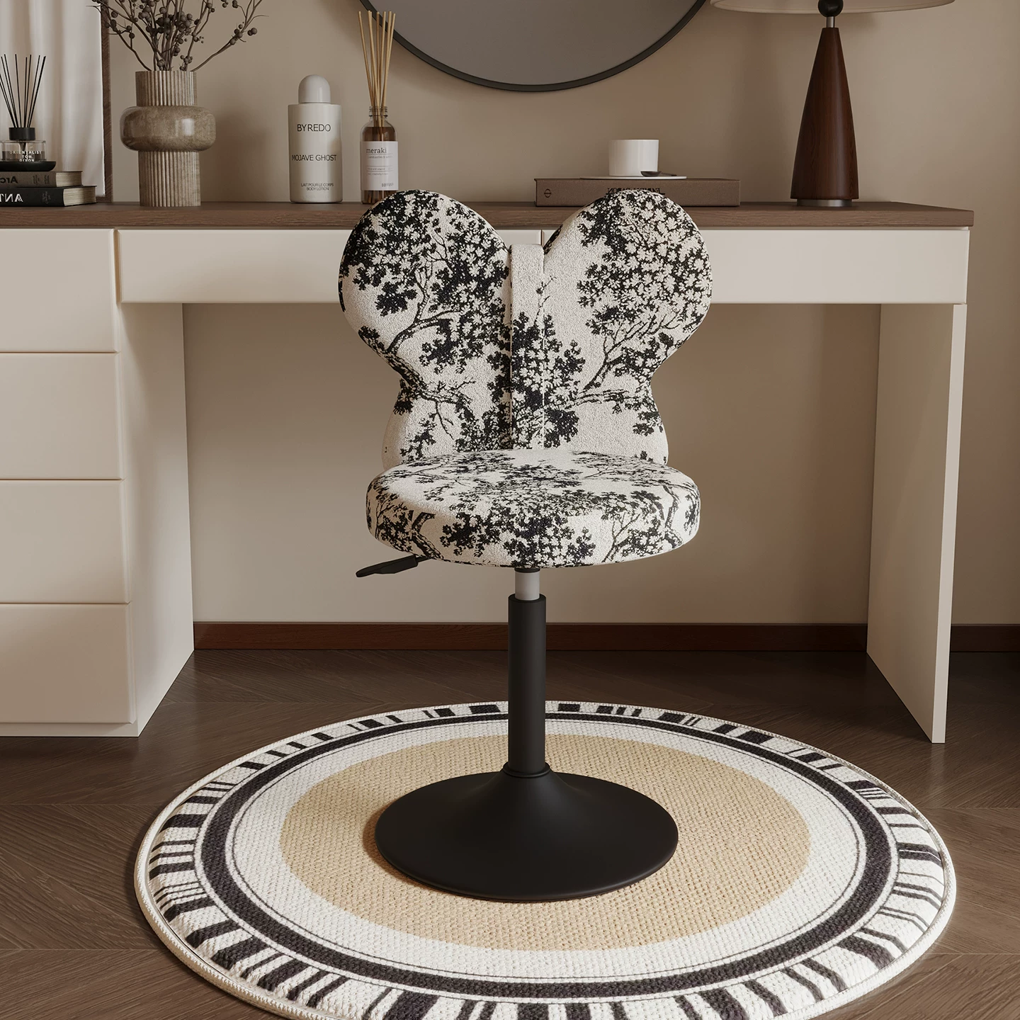 Butterfly Wing Adjustable Swivel Vanity Chair