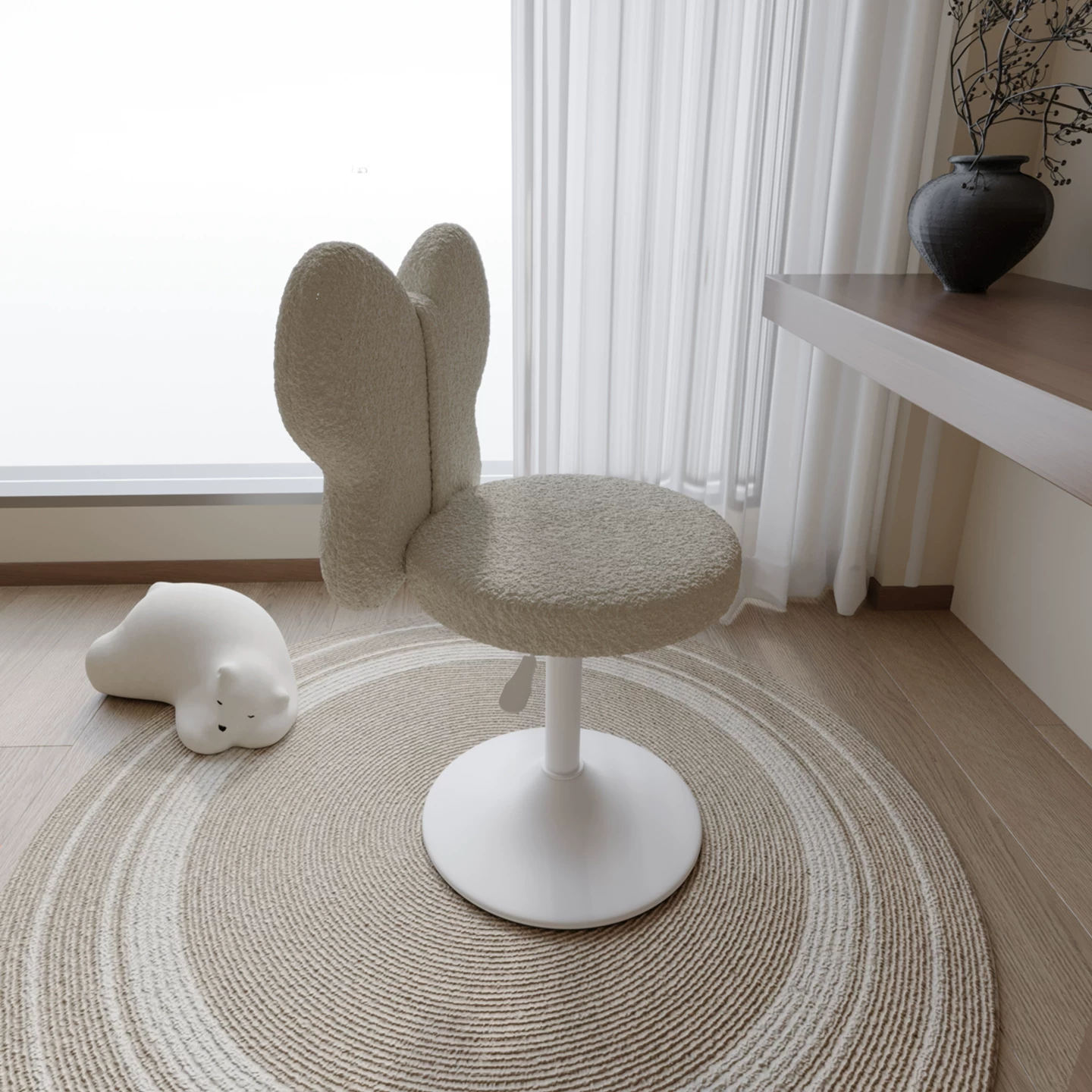 Butterfly Wing Adjustable Swivel Vanity Chair