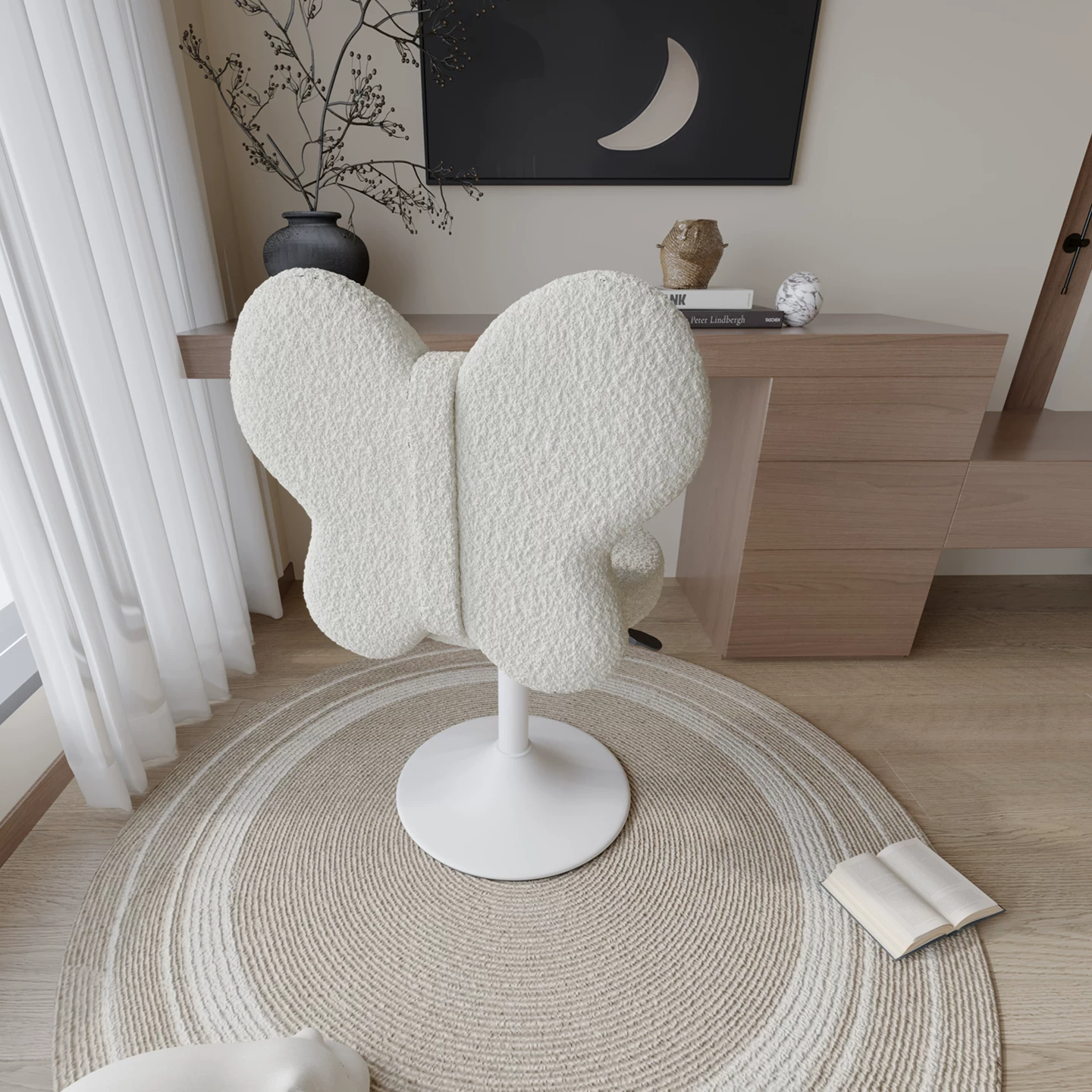 Butterfly Wing Adjustable Swivel Vanity Chair