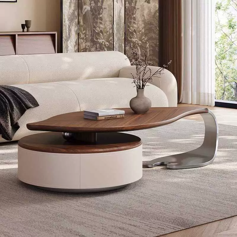 Aurora Leaf Walnut Coffee Table with Storage