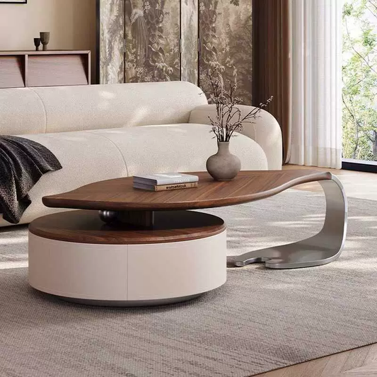 Aurora Leaf Walnut Coffee Table with Storage