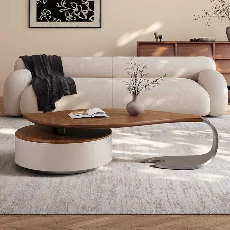 Aurora Leaf Walnut Coffee Table with Storage