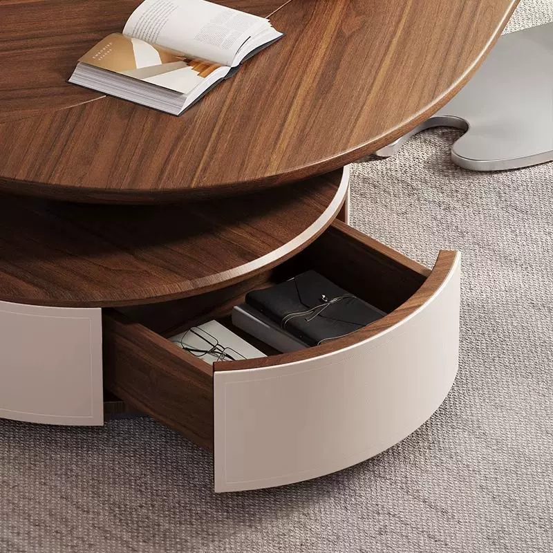 Aurora Leaf Walnut Coffee Table with Storage