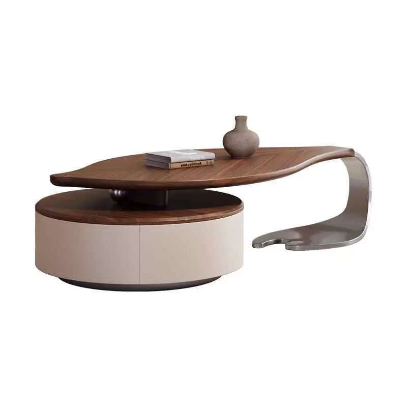 Aurora Leaf Walnut Coffee Table with Storage
