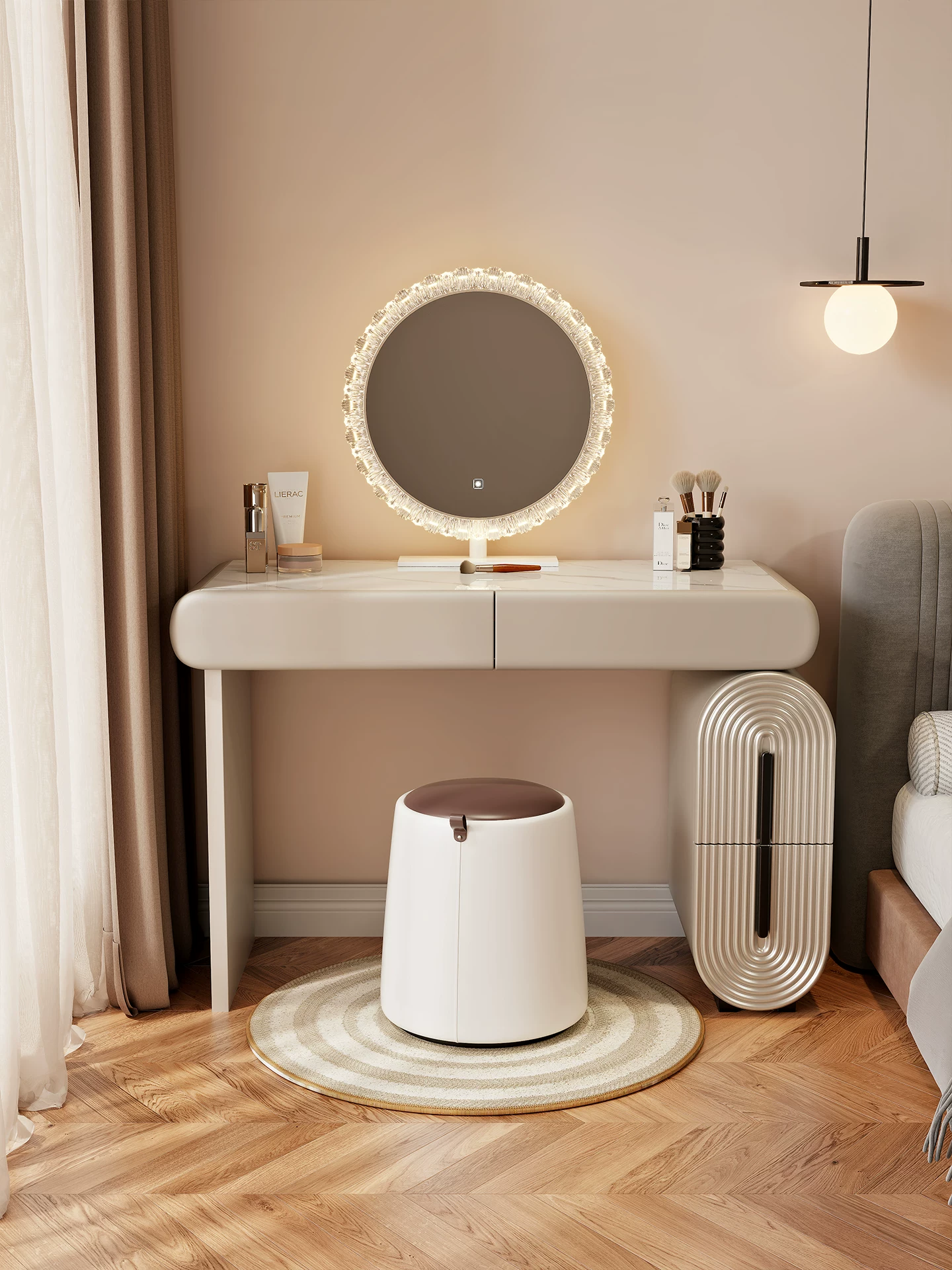 Aurora Luxe Modular Vanity Table with LED Mirror